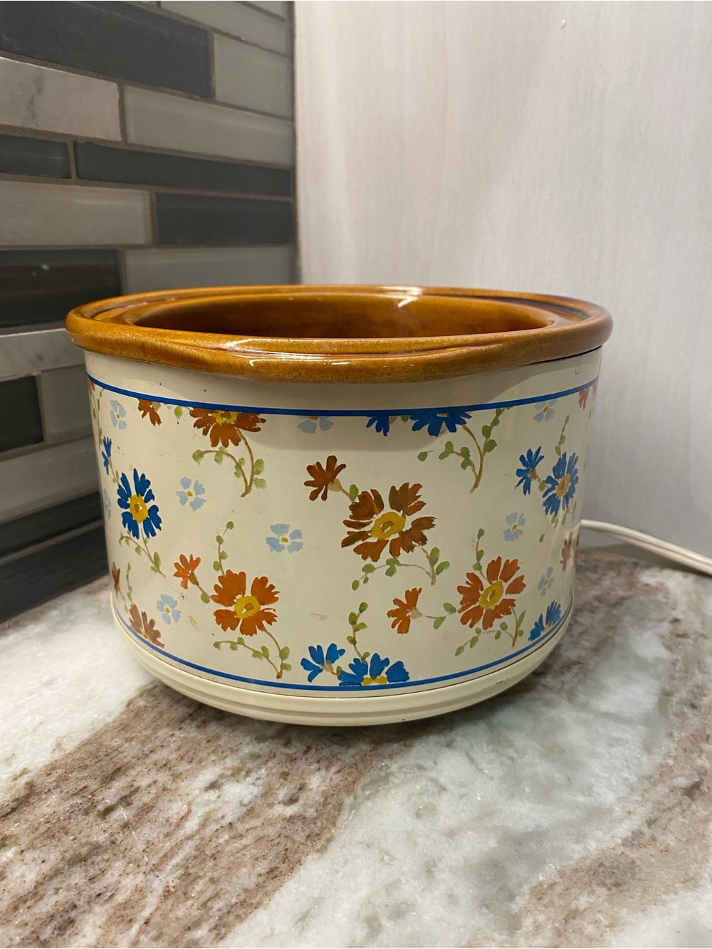 Vintage 1987 Rival Potpourri Crock Pot 3207 Country Floral Simmer Pot W/ Lid - Picture 7 of 13